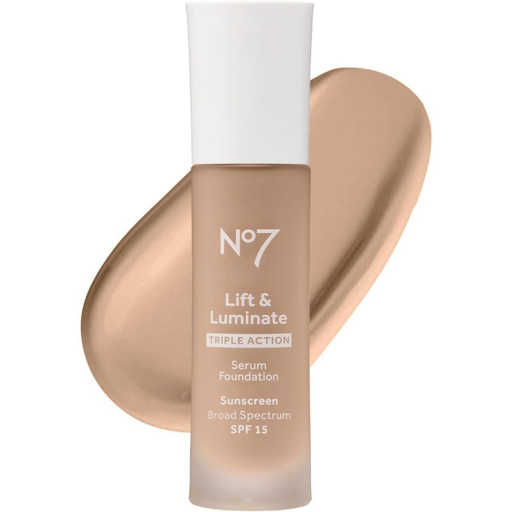 No7 Lift and Luminate Triple Action Serum Foundation Cool Ivory front view bottle