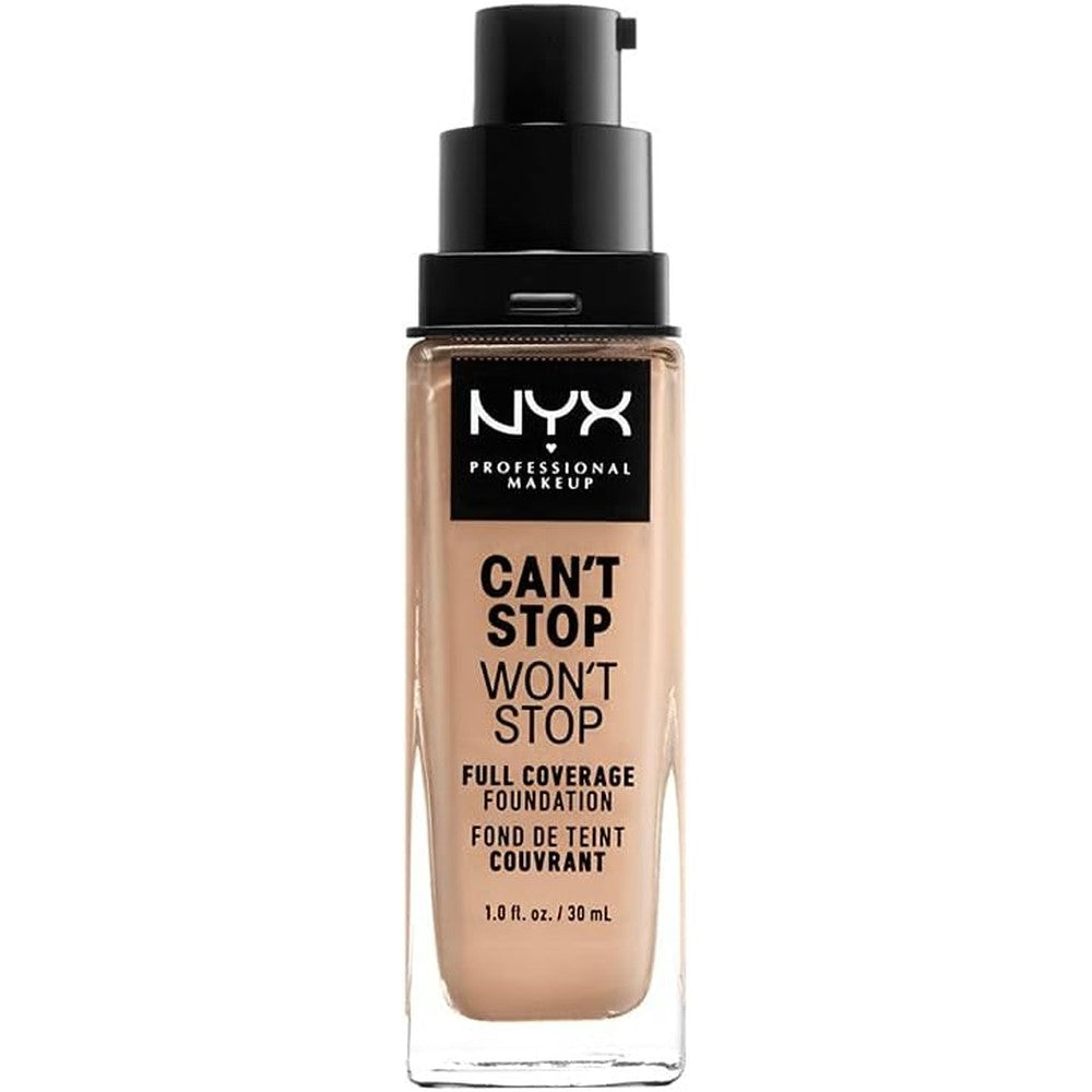 NYX Professional Makeup Can't Stop Won't Stop Full Coverage Foundation in Natural front view matte liquid bottle