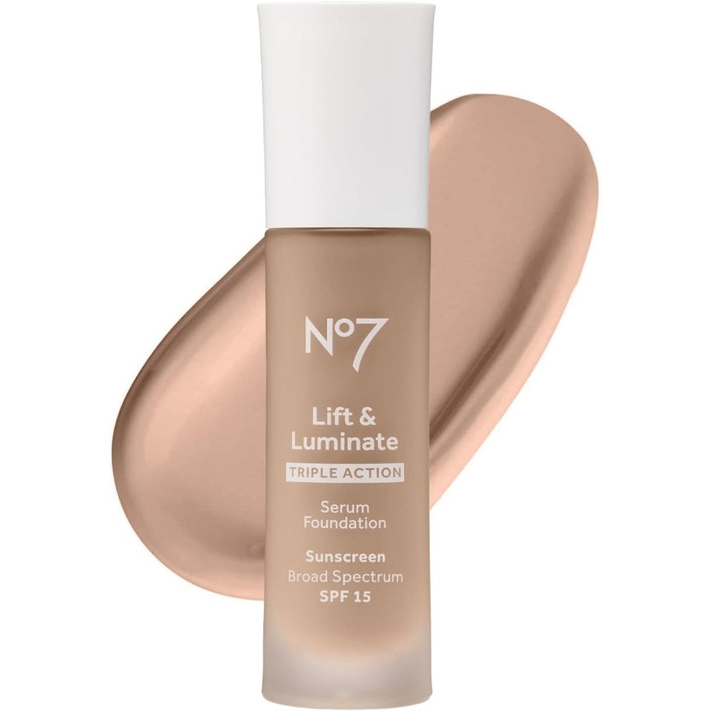 No7 Lift and Luminate Triple Action Serum Foundation front view bottle