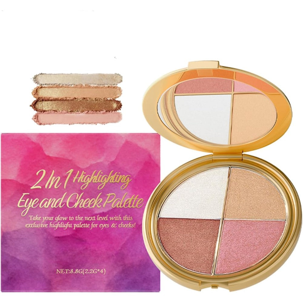 Tarte Glow Wardrobe Highlighting Eye and Cheek Palette front view showing the elegant gold compact packaging.