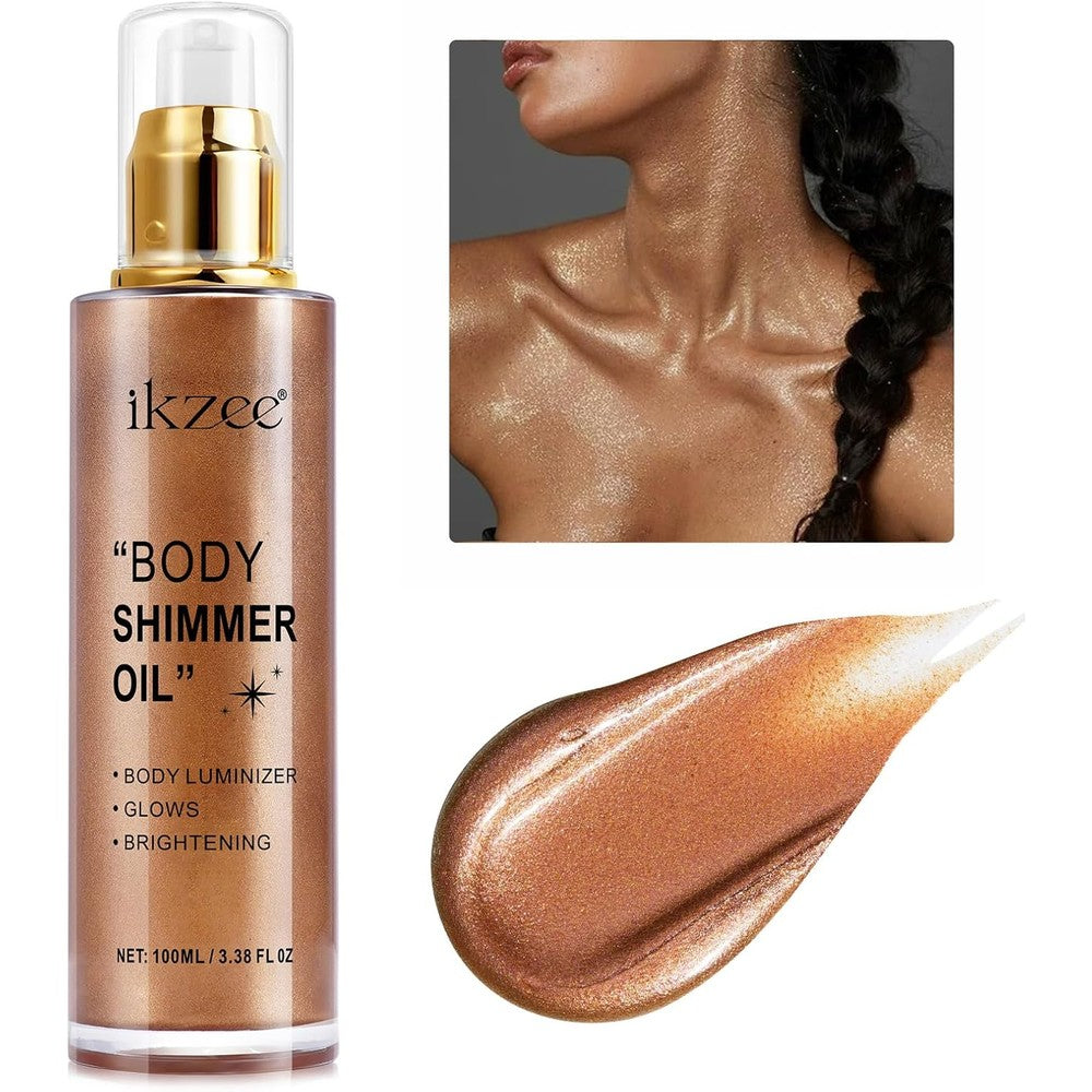 SBHEANGBA Moisturizing Body Shimmer Oil front view showcasing the 100ml bottle with pump dispenser