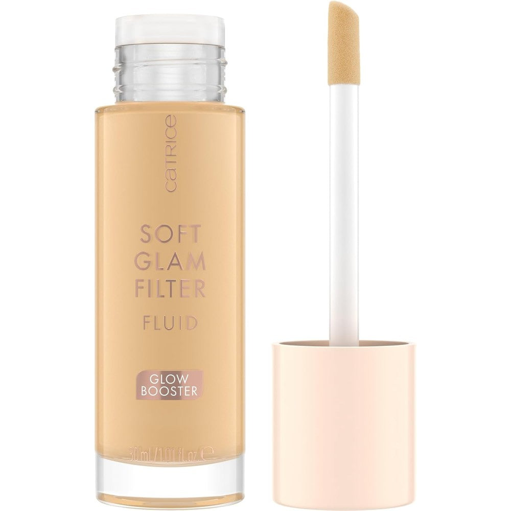 Catrice Soft Glam Filter Fluid 20 Light Medium front view bottle with jumbo doe foot applicator.