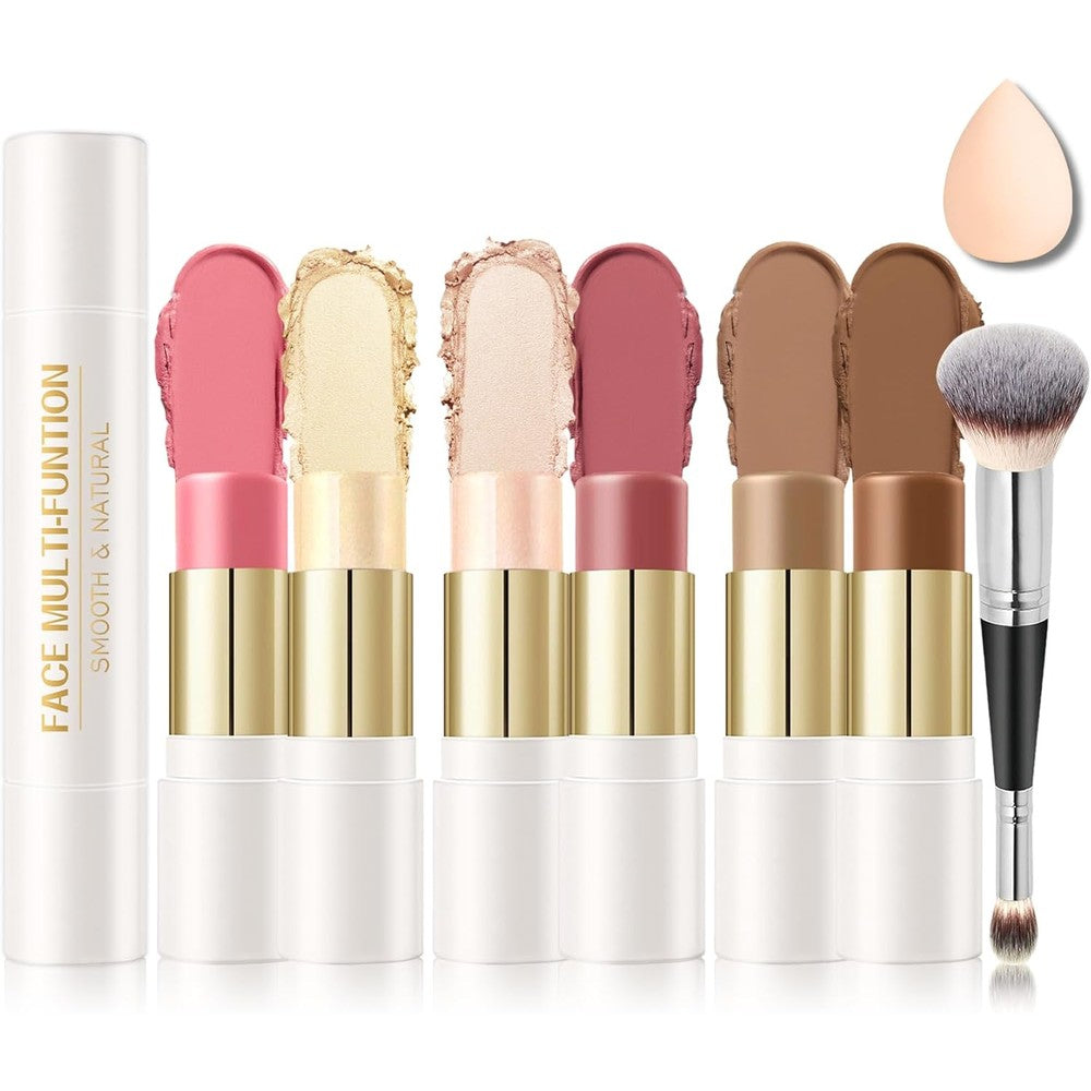 IONSGAKO 6 Colors Cream Contour Stick Makeup Kit front view showing double ended sticks for face sculpting