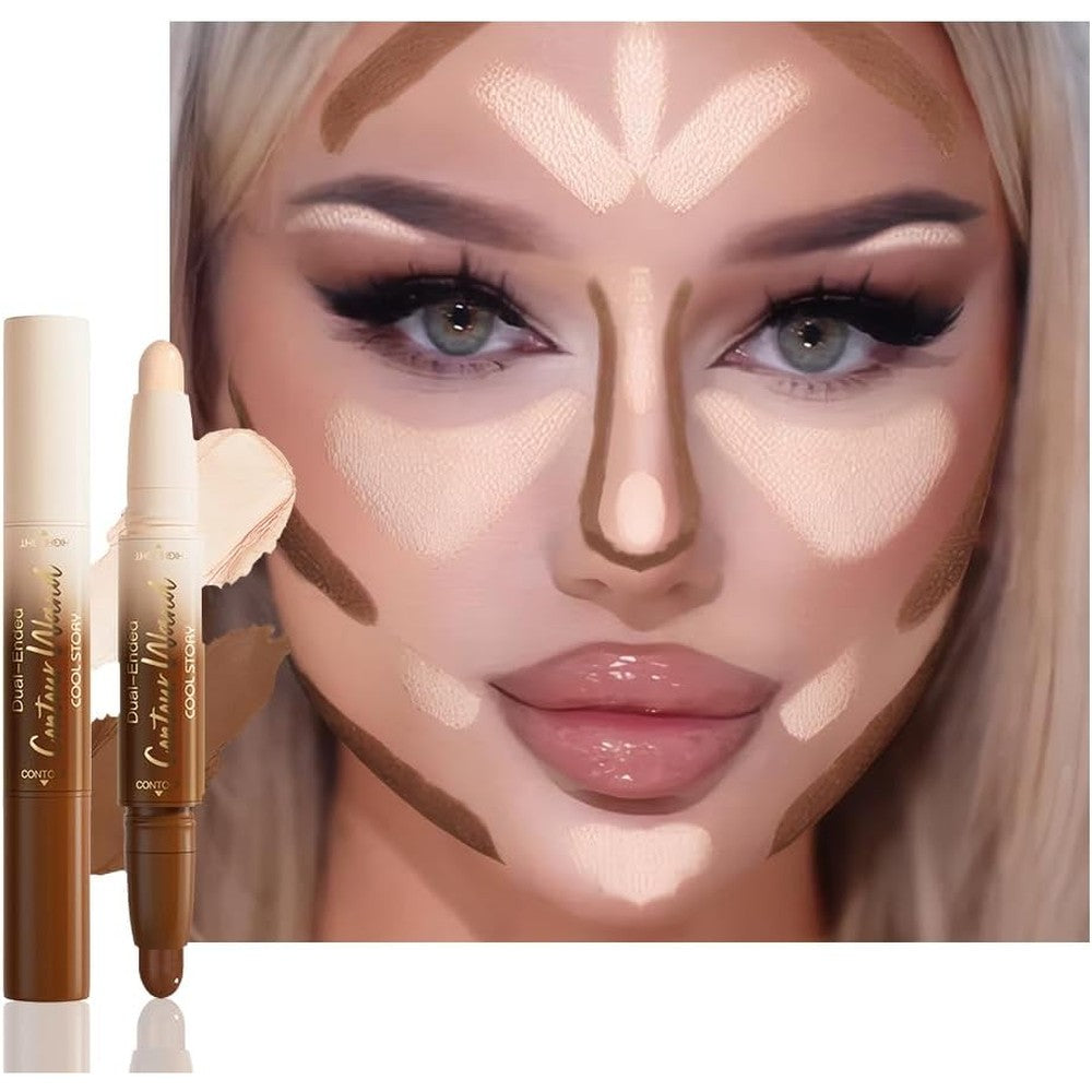 QIDSTERS dual-ended cream contour and highlighter stick front view for facial sculpting