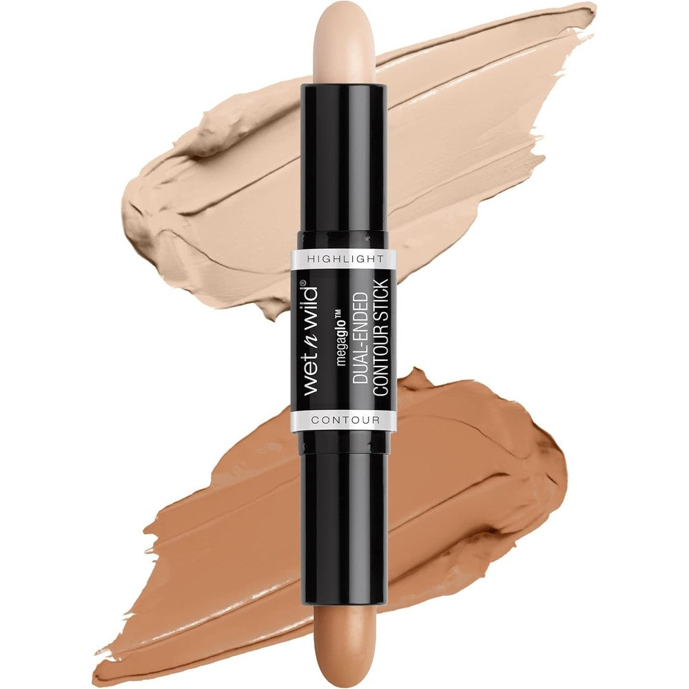 Wet n Wild MegaGlo Dual Ended Contour Stick Medium Tan front view showcasing dual cream tips for face sculpting.