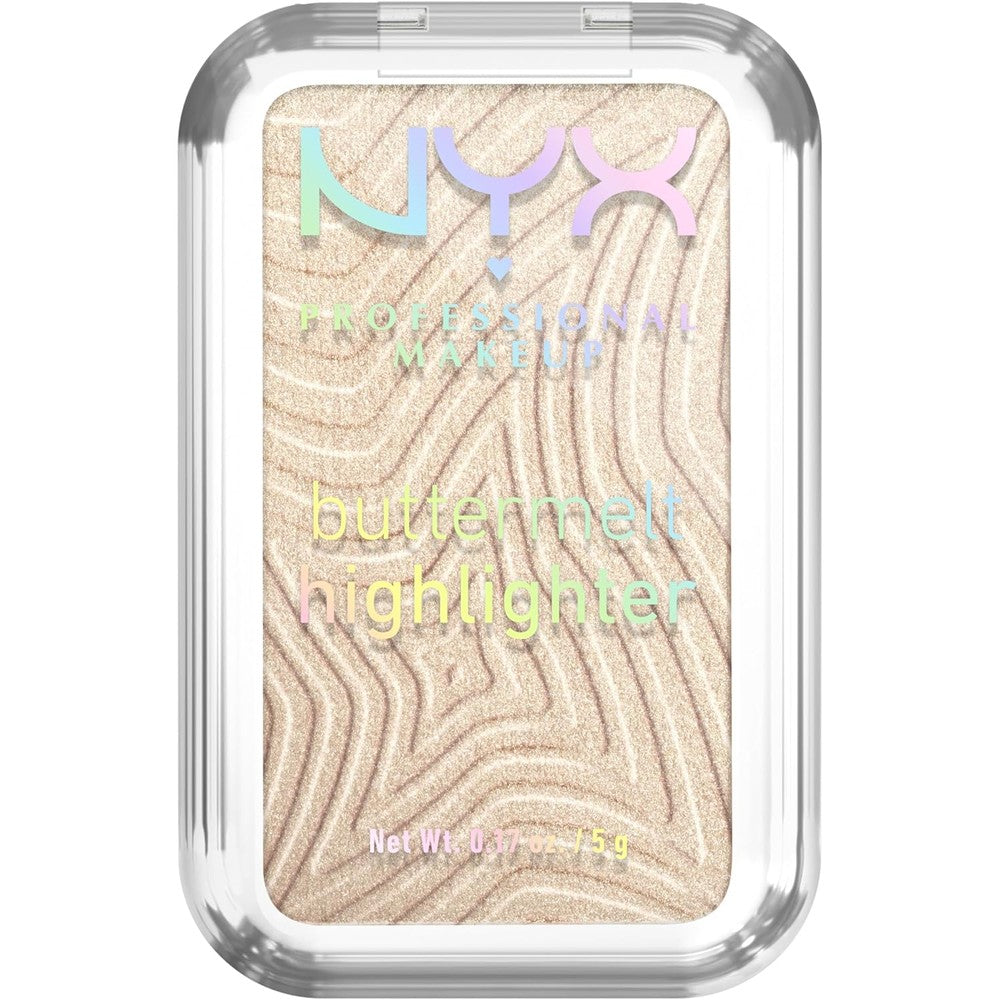 NYX Professional Makeup Buttermelt Highlighter front view light champagne powder compact