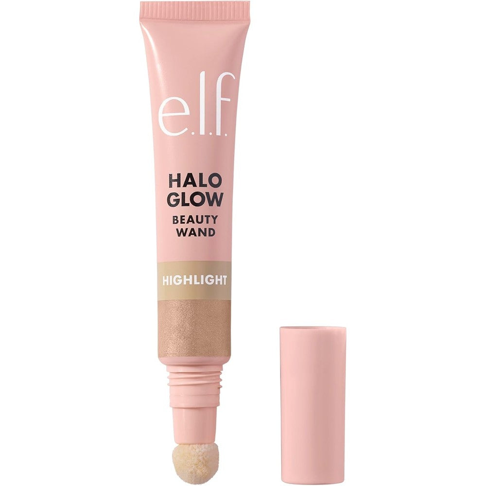 e.l.f. Halo Glow Highlight Beauty Wand in Champagne Campaign showing the cushion tip