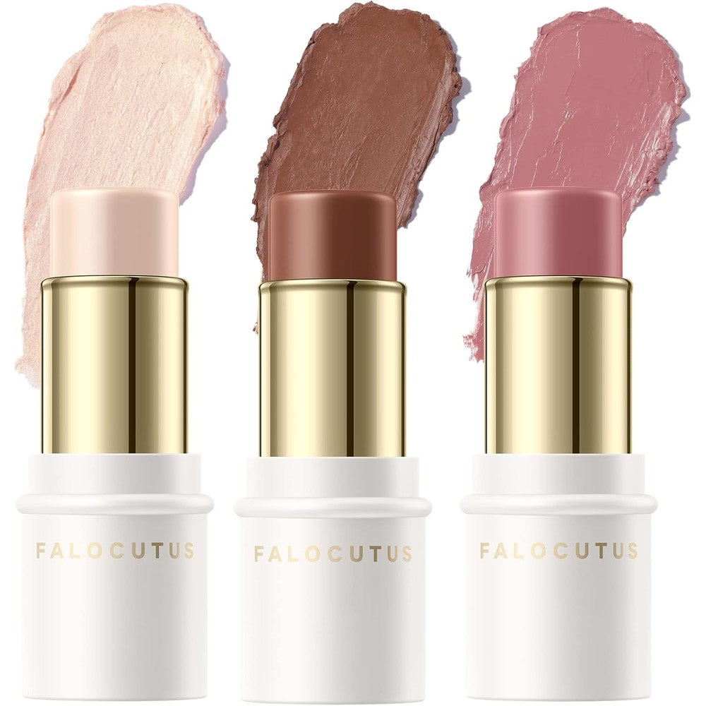Falocutus 3 Piece Neutral Contour Stick Set front view of product packaging and open tubes