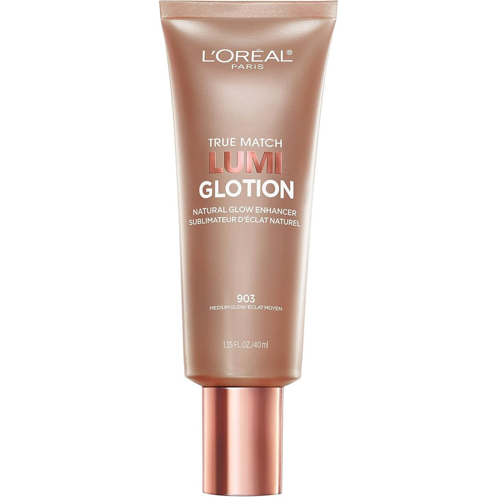L'Oreal Paris True Match Lumi Glotion 903 Medium Glow front view liquid highlighter tube