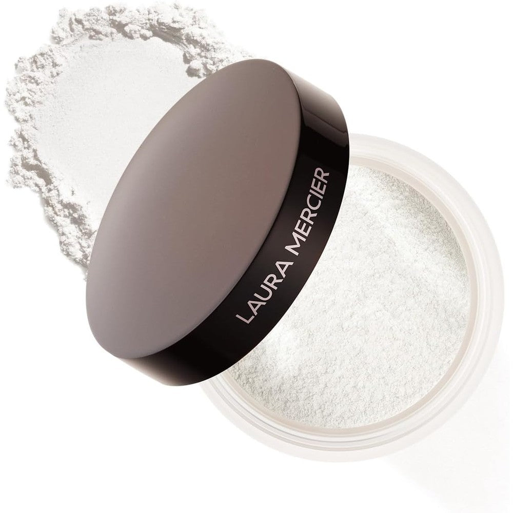Laura Mercier Secret Brightening Under Eye Loose Setting Powder front view of container showing peach pigment