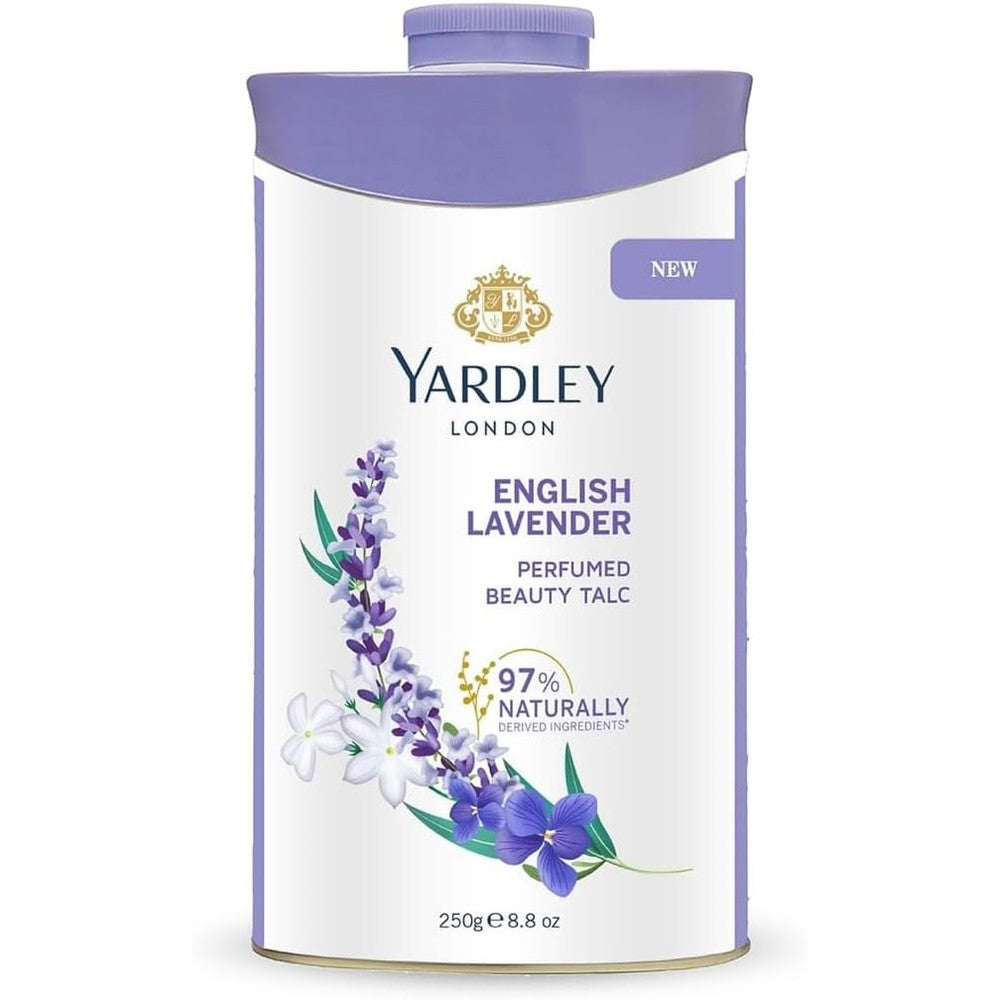 Yardley London English Lavender Perfumed Talc 250g front view