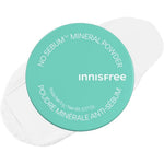 Innisfree No Sebum Matte Mineral Powder front view showing the mint green lid and compact container for oil control