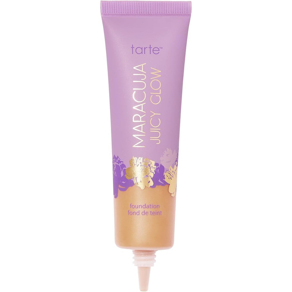 Tarte Maracuja Juicy Glow Tint front view bottle showing radiant liquid foundation packaging.