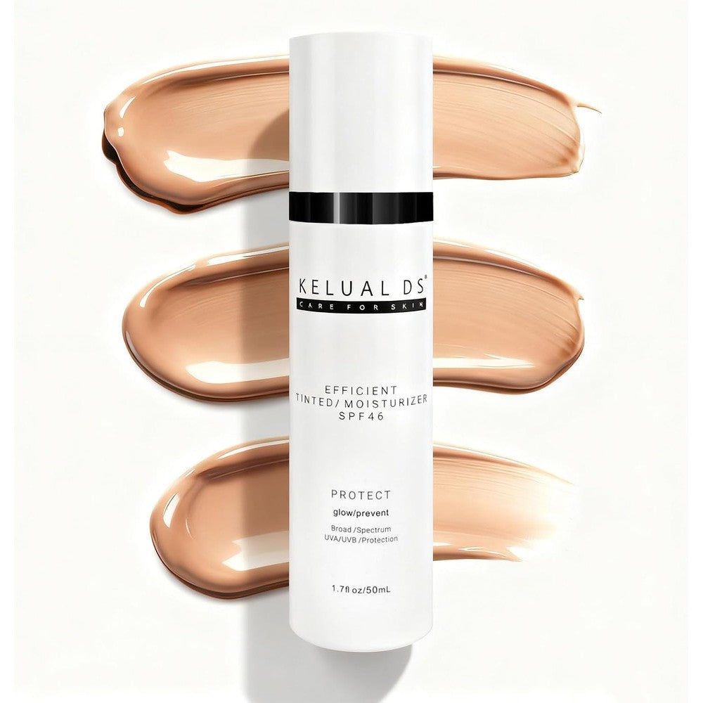 KELUAL DS Anti Aging Tinted Face Moisturizer front view bottle showcasing the SPF 46 label.