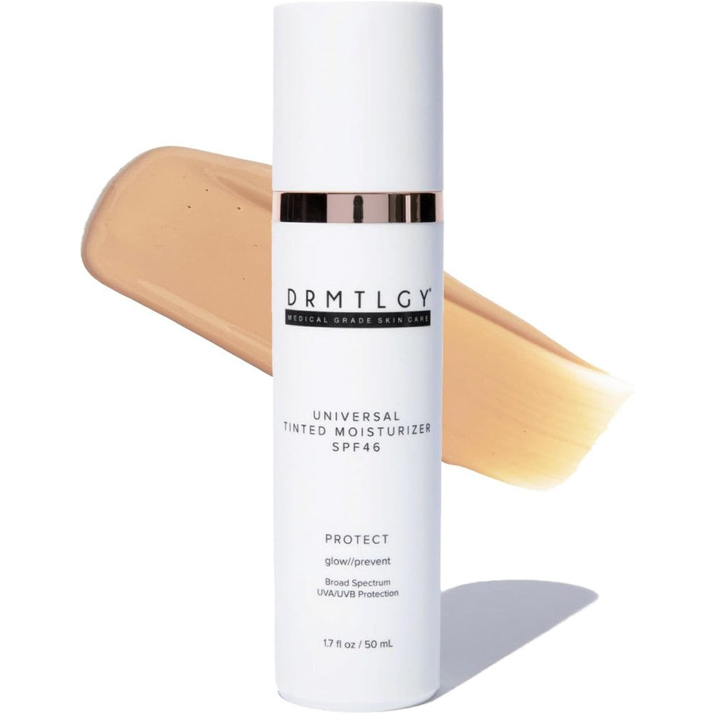 DRMTLGY Universal Tinted Moisturizer SPF 46 in 1.7 oz pump bottle for sun protection