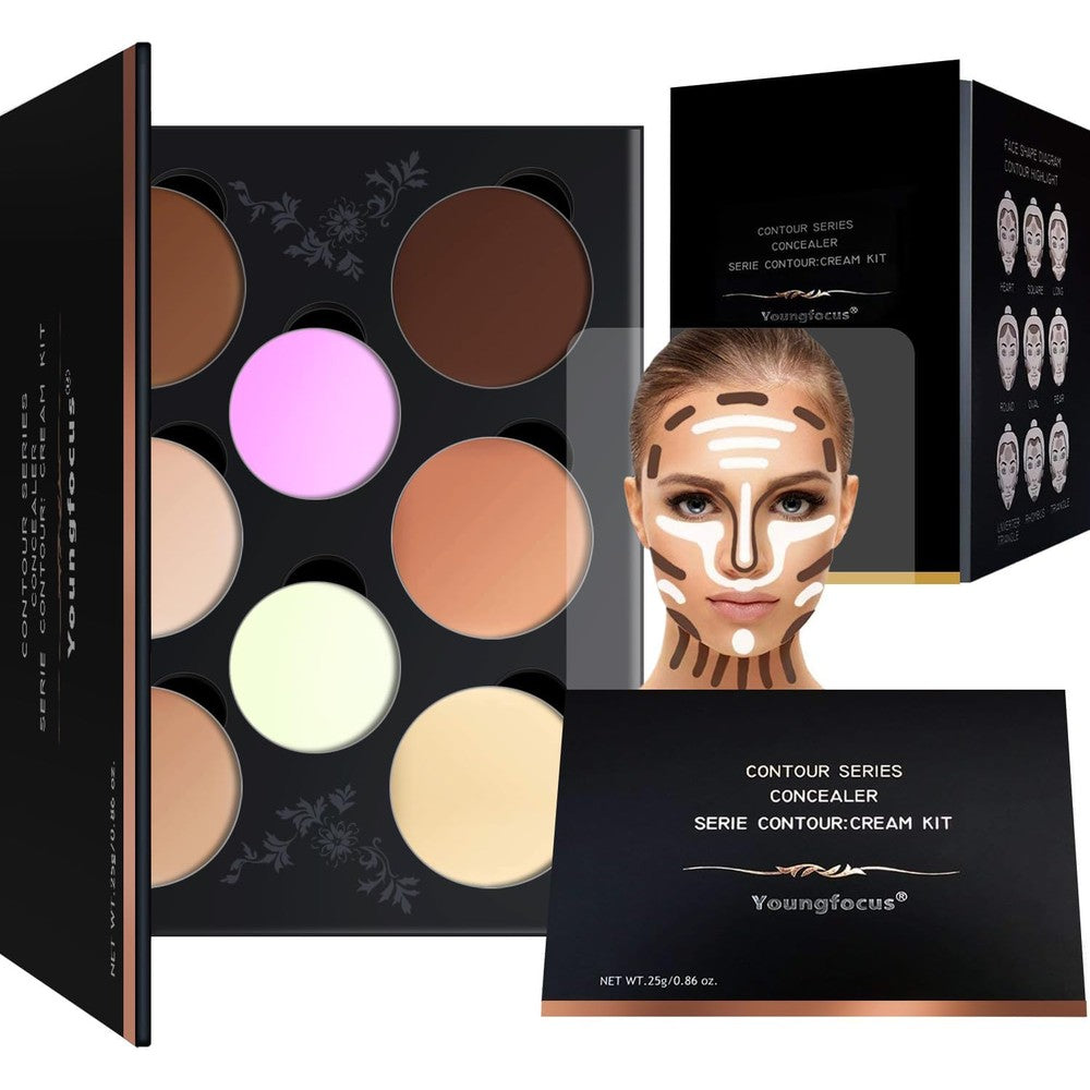 Youngfocus 8 color cream contour and highlight palette front view