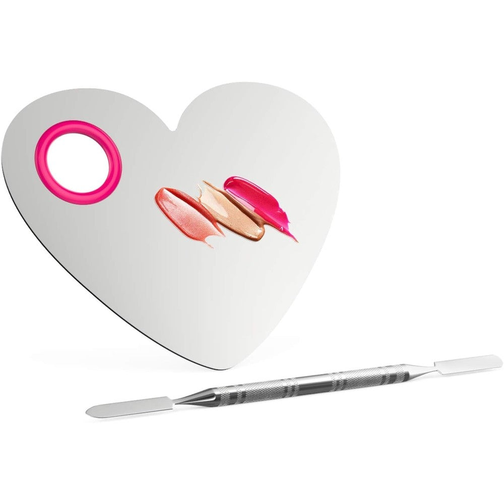 Luxspire heart shaped stainless steel makeup mixing palette front view