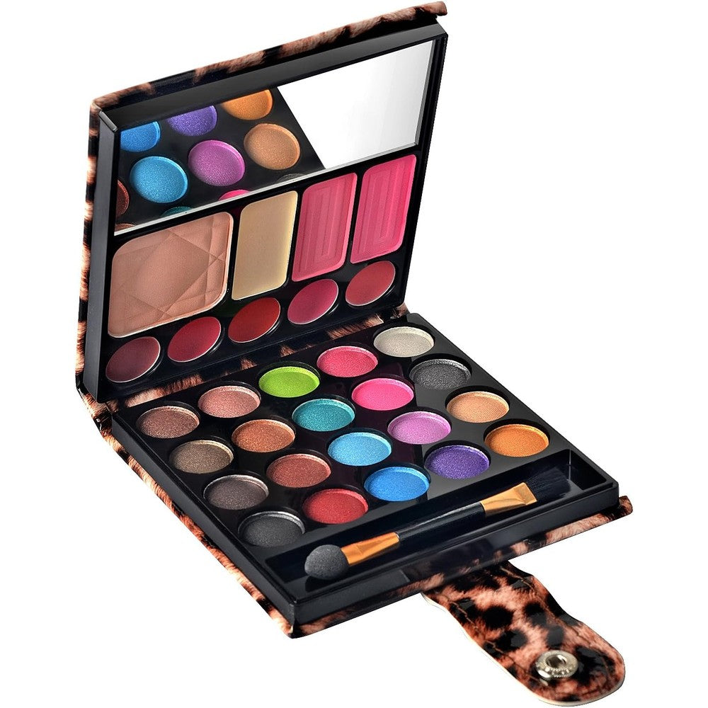 Ecvtop professional makeup kit front view with leopard print case