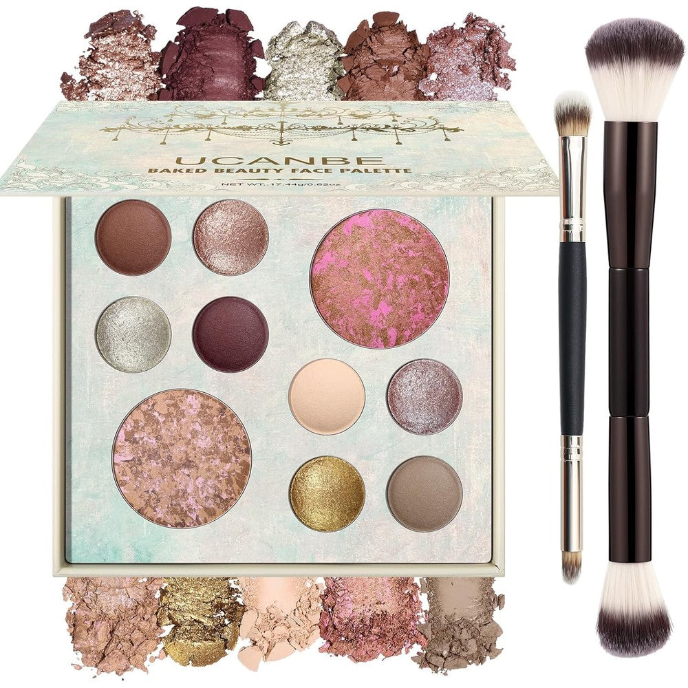 Ucanbe Full Size Baked Makeup Palette Set front view