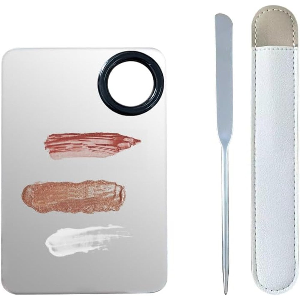 Zhuohai Korean makeup spatula and stainless steel palette set front view
