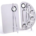 LQ-TT-CY-CX stainless steel makeup palette and spatula set front view