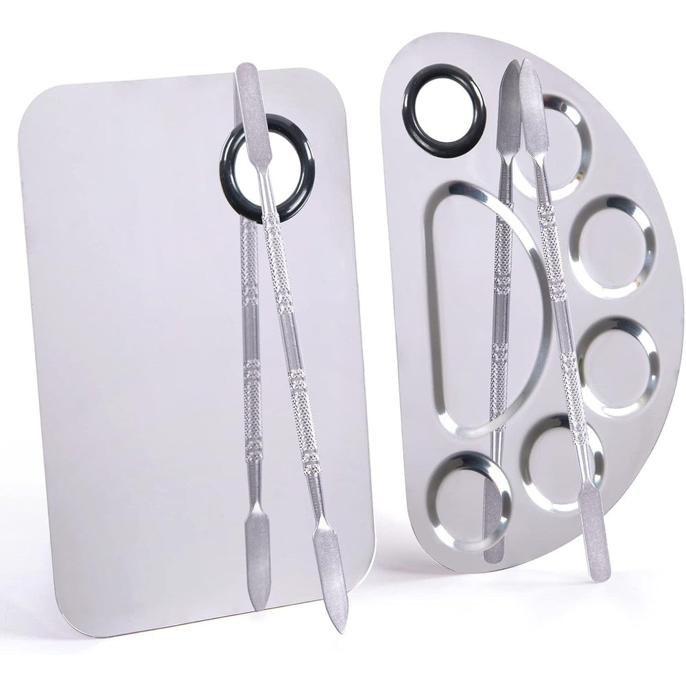 LQ-TT-CY-CX stainless steel makeup palette and spatula set front view