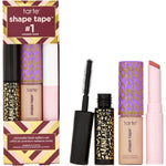 Tarte Shape Tape Best Sellers Set front view displaying the travel size concealer mascara and lip balm box.