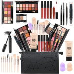 Karuizi All In One Makeup Gift Set front view showcasing the complete vanity kit products arranged outside the black cosmetic bag