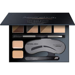 Aesthetica Brow Contour Kit open palette front view displaying eyebrow powders and stencils.