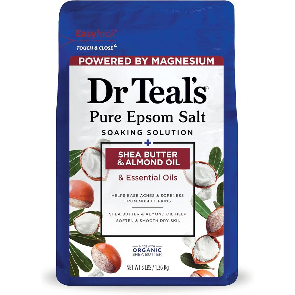 Dr Teal's Epsom Salt Magnesium Soak Shea Butter and Almond Oil 3 pounds front view package