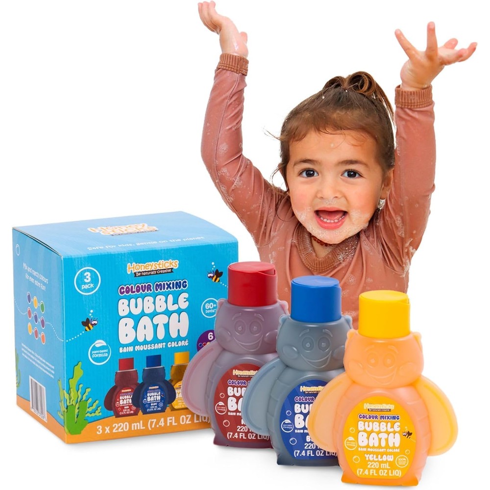 Honeysticks Kids Bubble Bath 3 Pack set front view