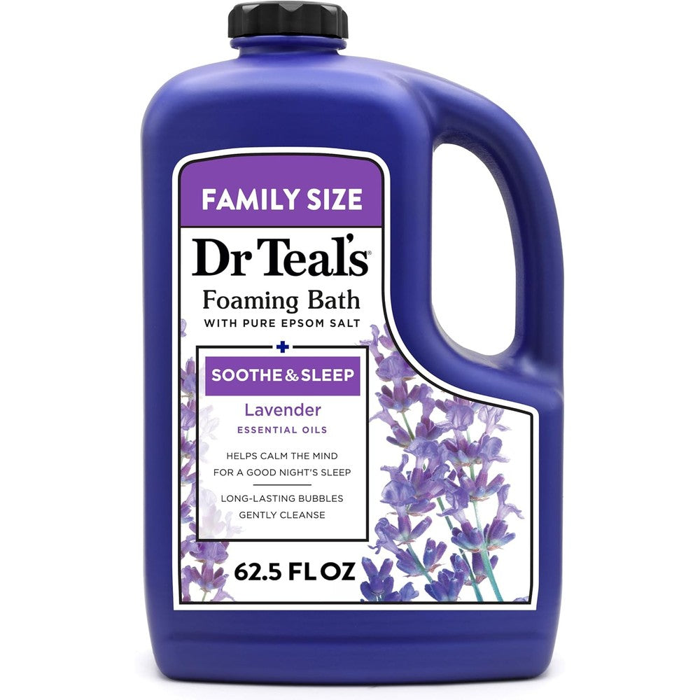 Dr Teal's Lavender Foaming Bath front view bottle for muscle relaxation