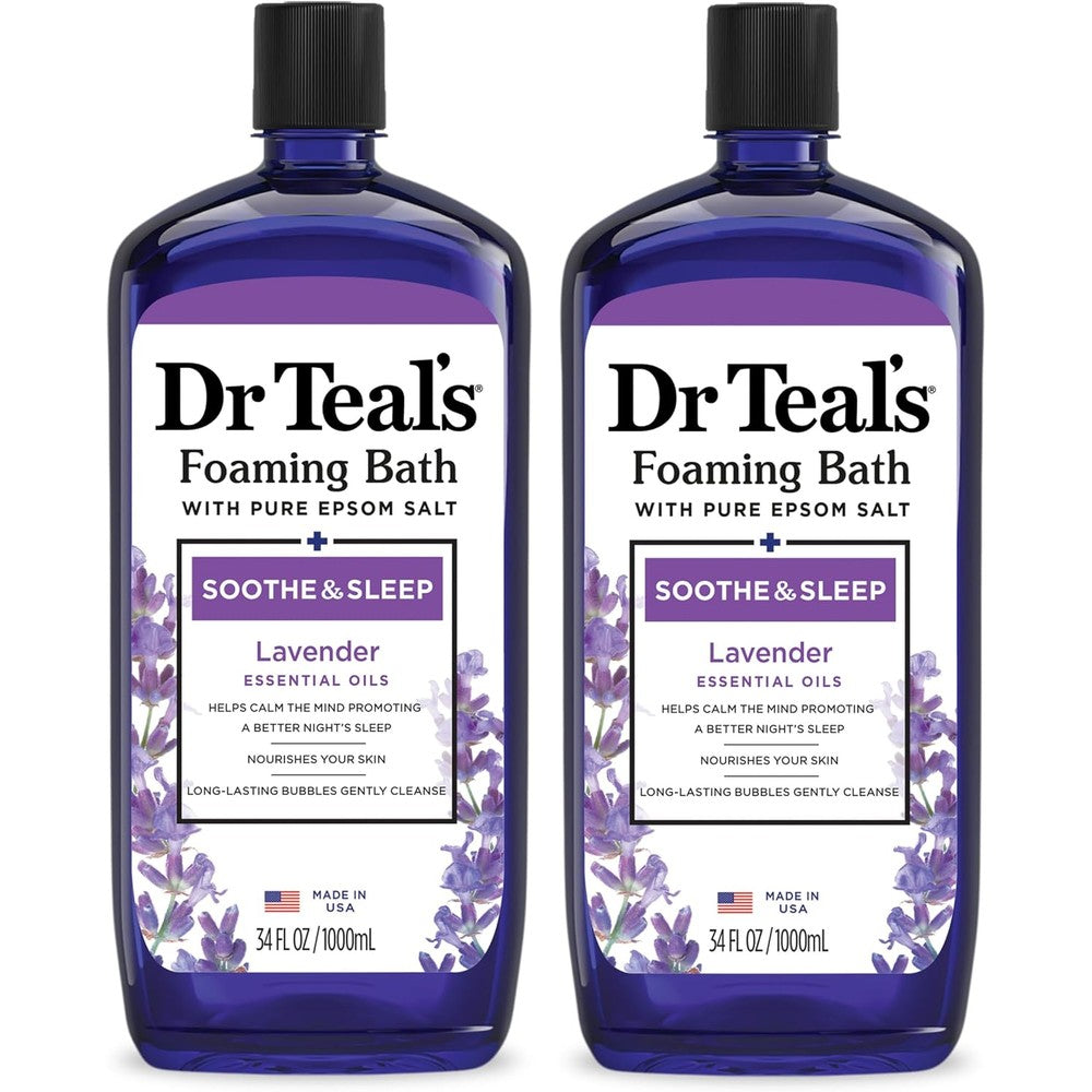 Dr Teal's Foaming Bath Lavender two pack front view authentic bubble bath packaging