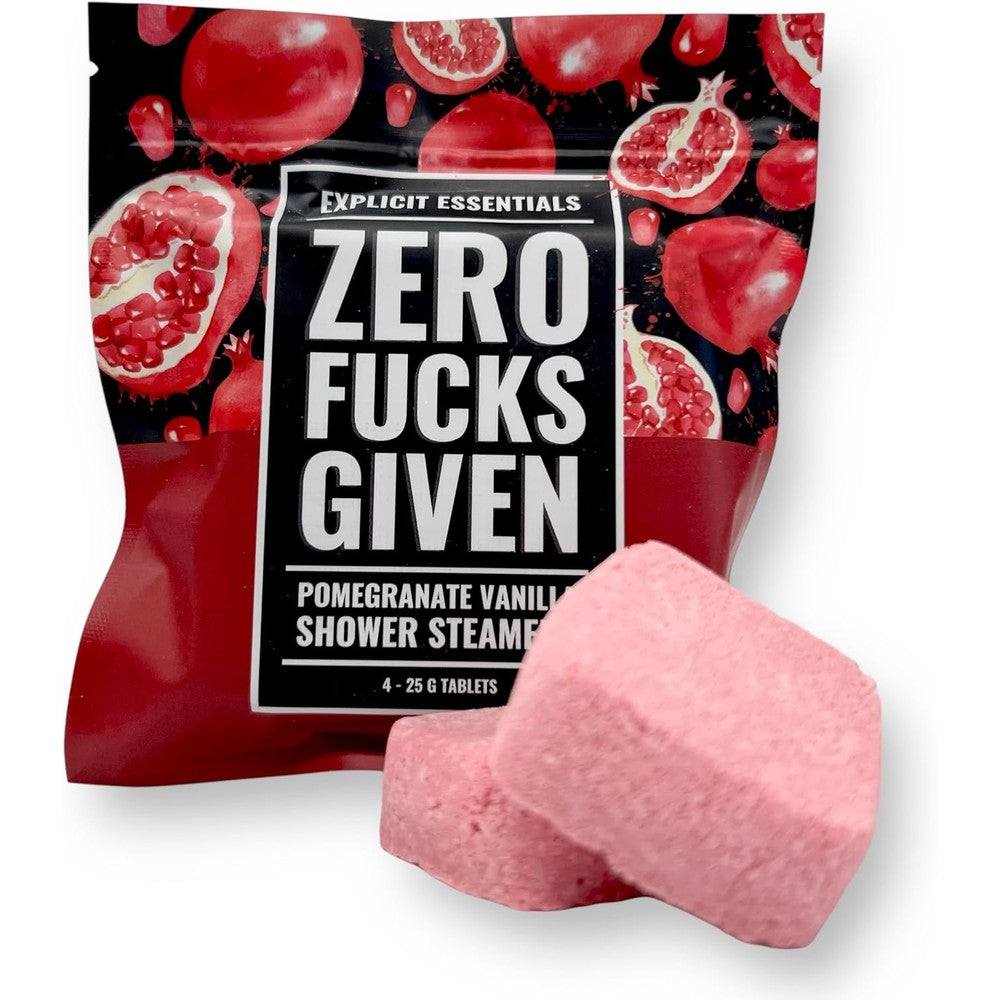 Explicit Essentials Zero F's Given Shower Steamer front packaging view for aromatherapy.