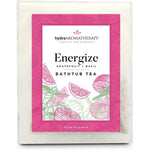 Hydra Aromatherapy Bathtub Tea Energize front package view showing authentic USA beauty imported bath soak.