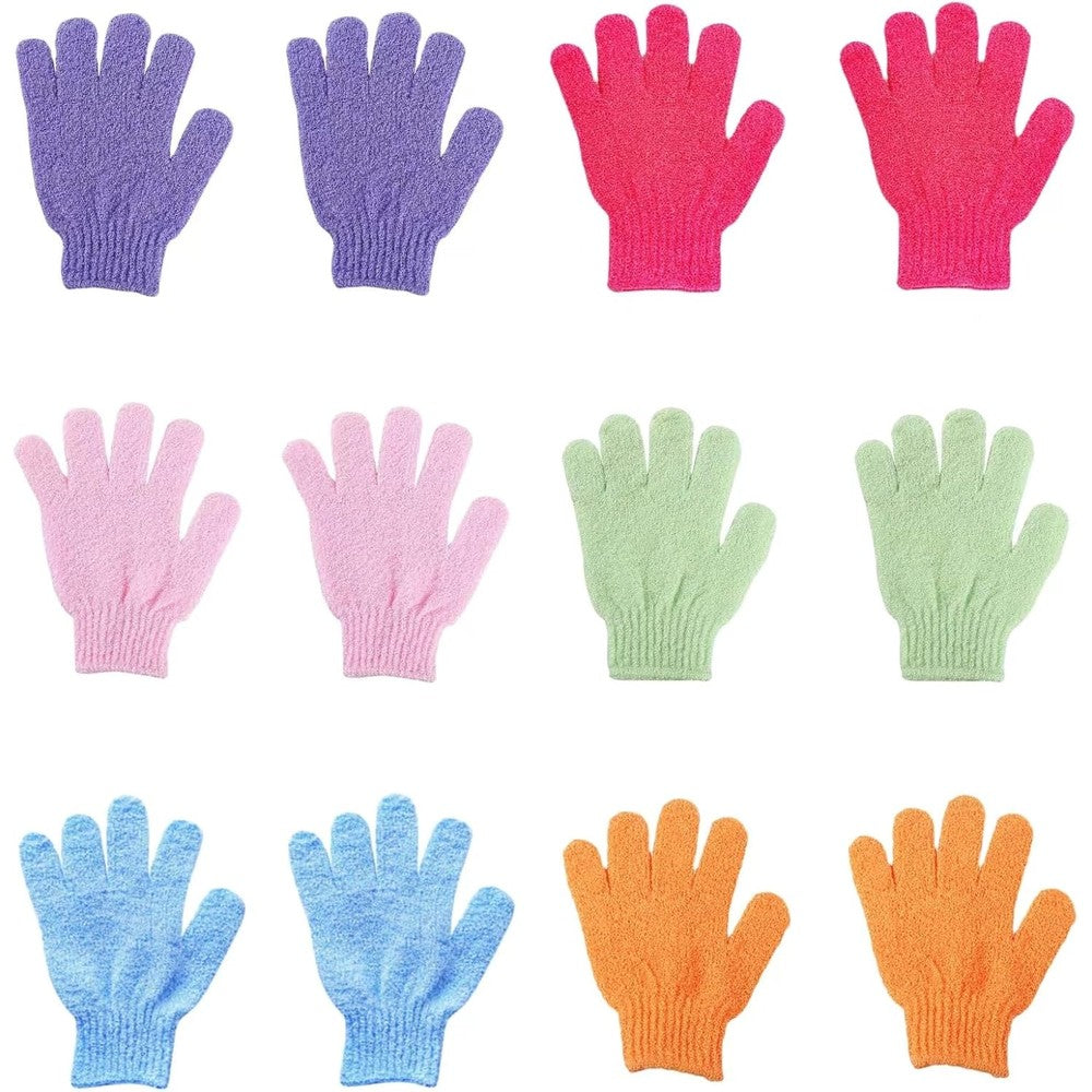 Longco 12 Pieces Exfoliating Bath Gloves front view