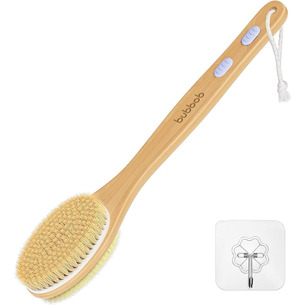 Bubbob back scrubber for shower with long handle in blue