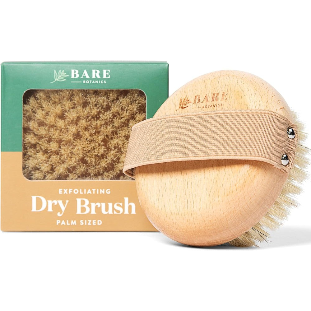 Bare Botanics dry body brush front view for lymphatic drainage
