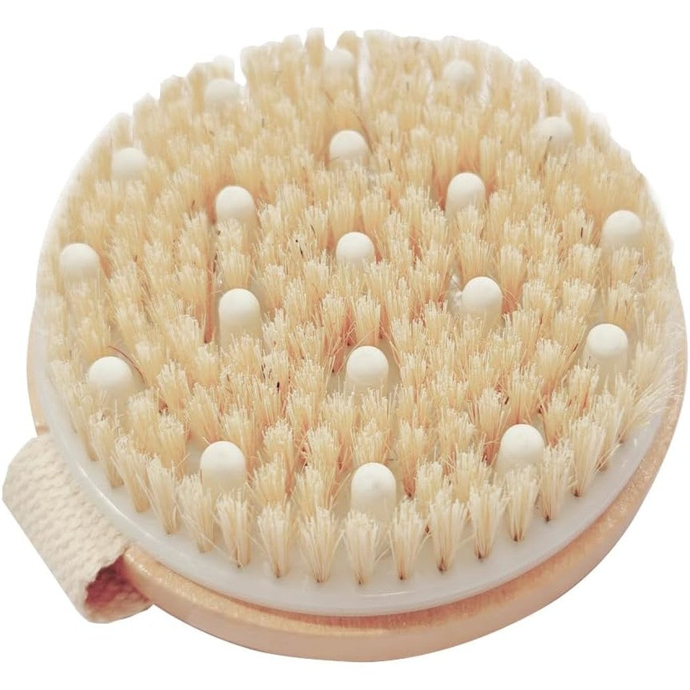 Ohoo bamboo dry body brush front view for exfoliation