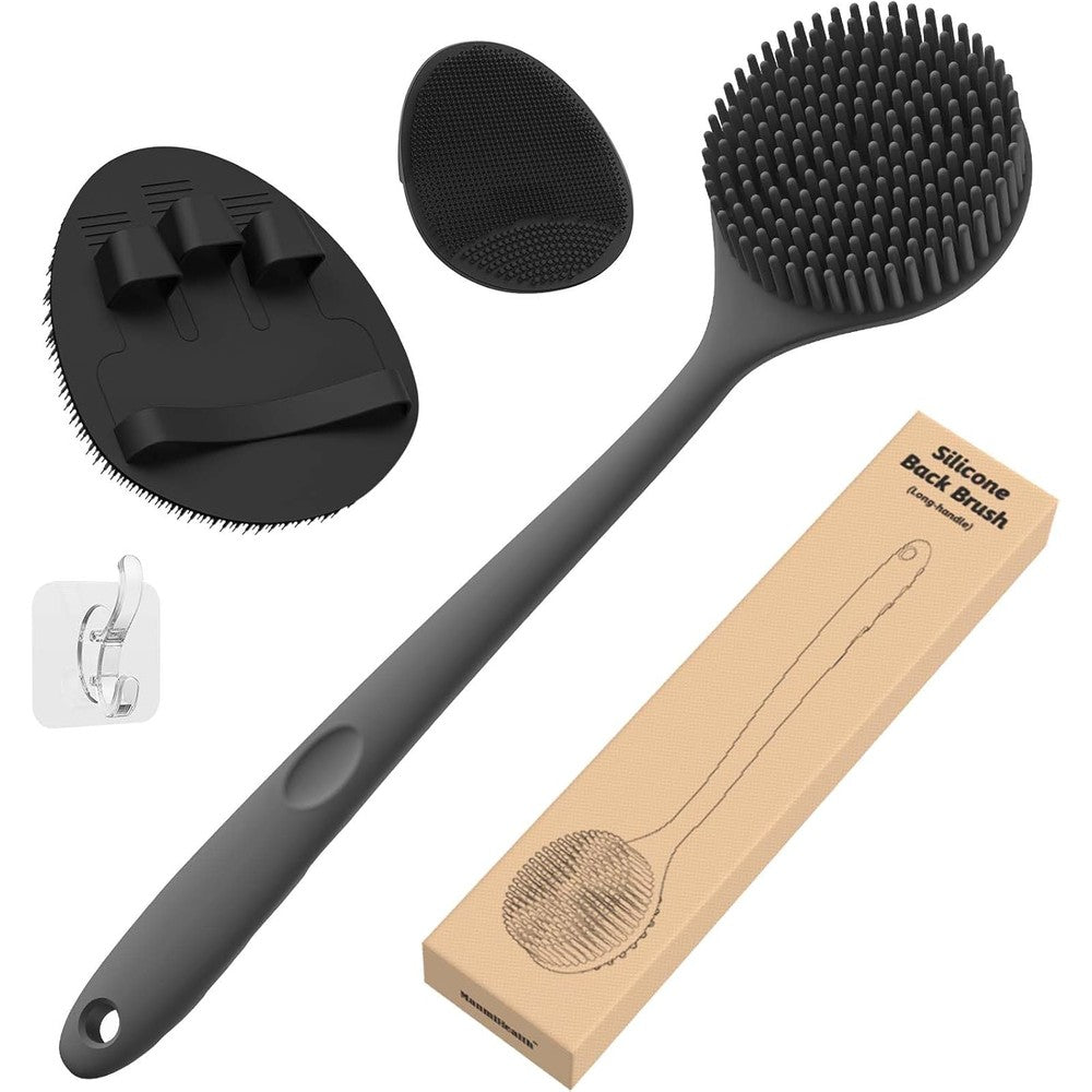 Manmihealth silicone back scrubber and bath set front view