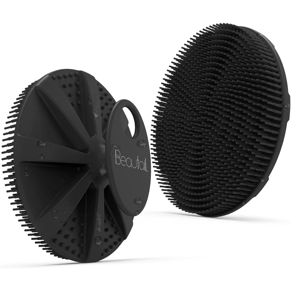Beautail silicone body scrubber black front view