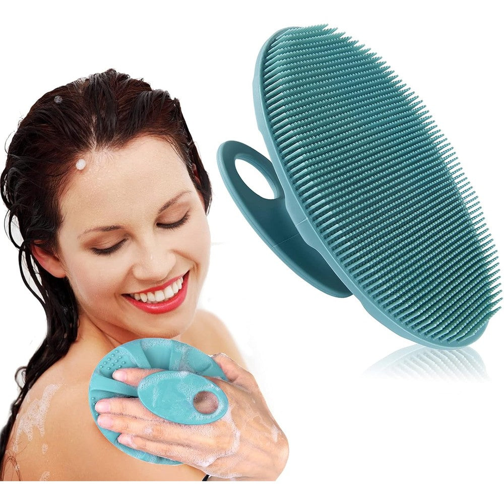 INNERNEED Soft Silicone Body Cleansing Brush front view dark green color