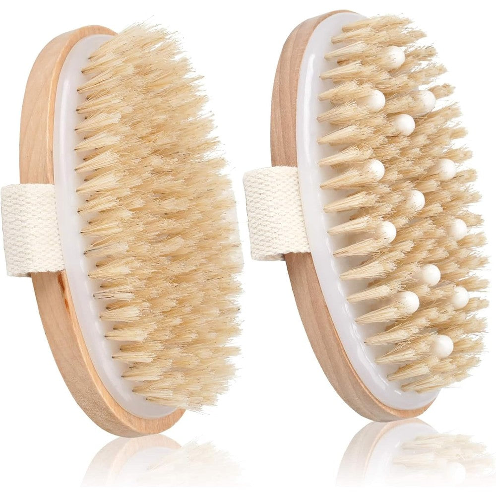 Bealihelp 2 pack dry brushing body brush set with natural bristles