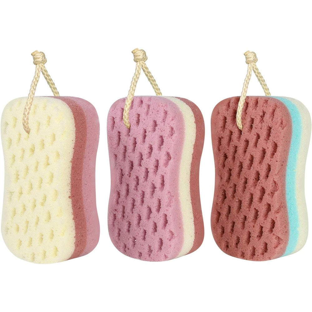 Kecuco 3 piece large soft bath sponge set front view