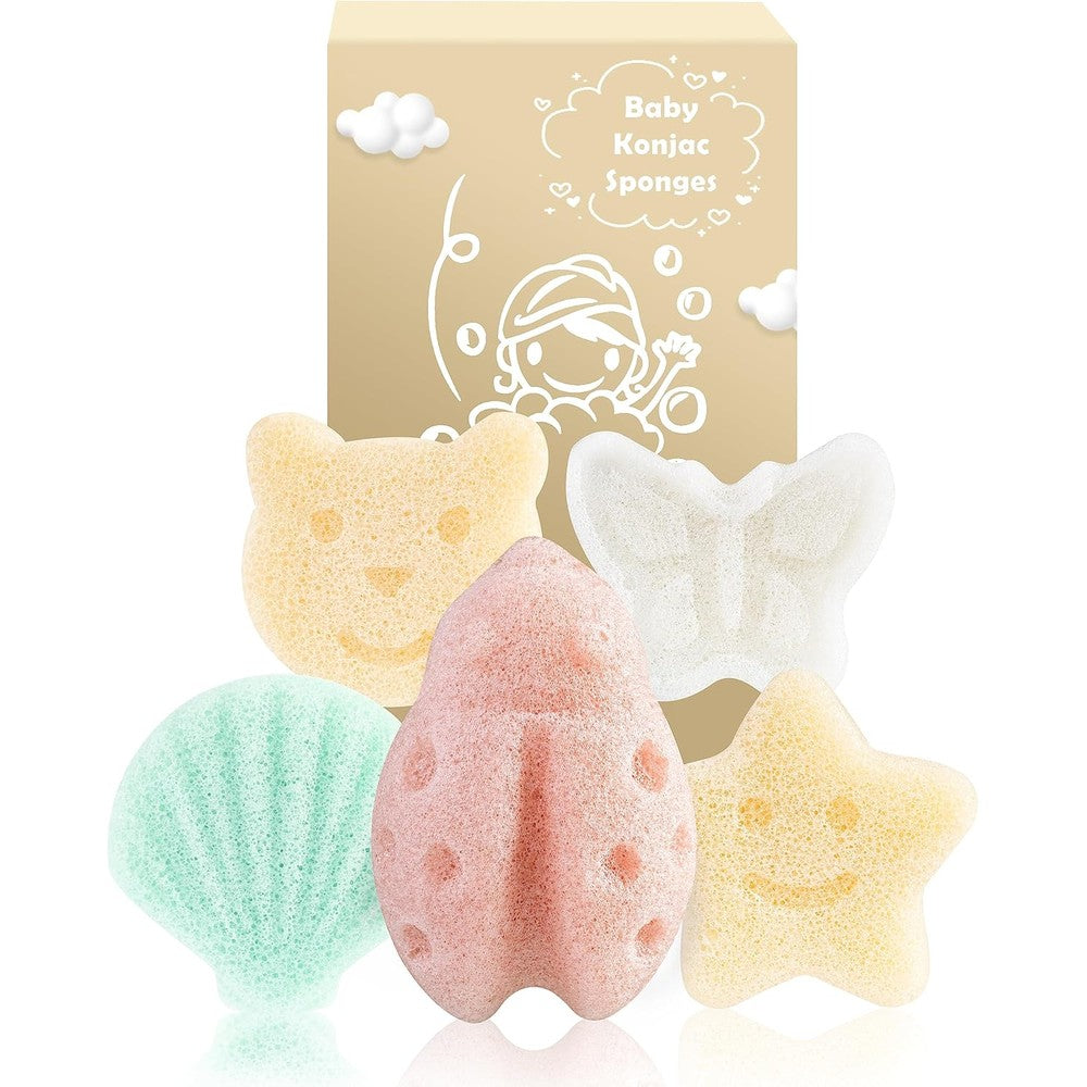 MoHern konjac baby sponge set of five natural shapes