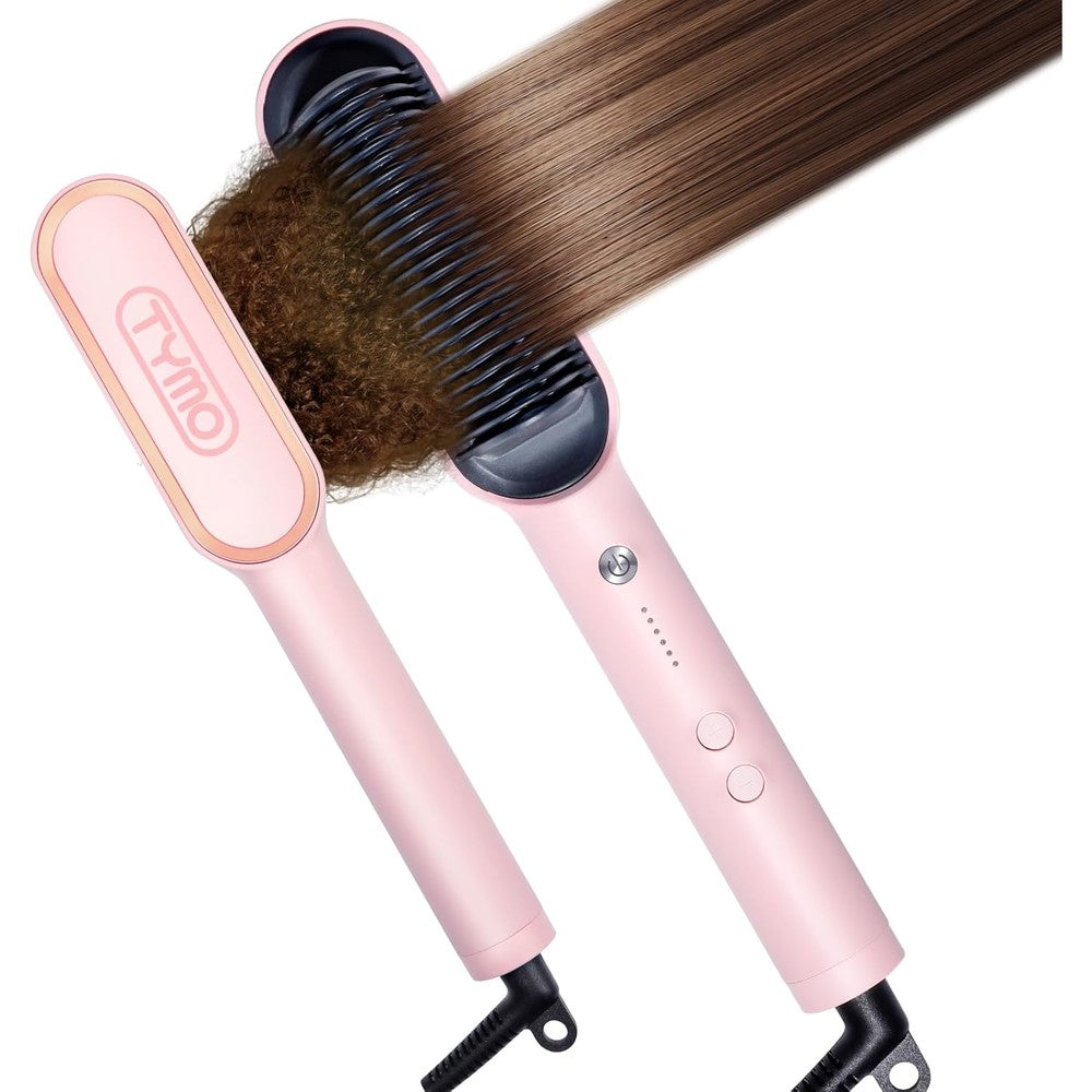 Tymo Ring Hair Straightener Brush Sakura Pink front view