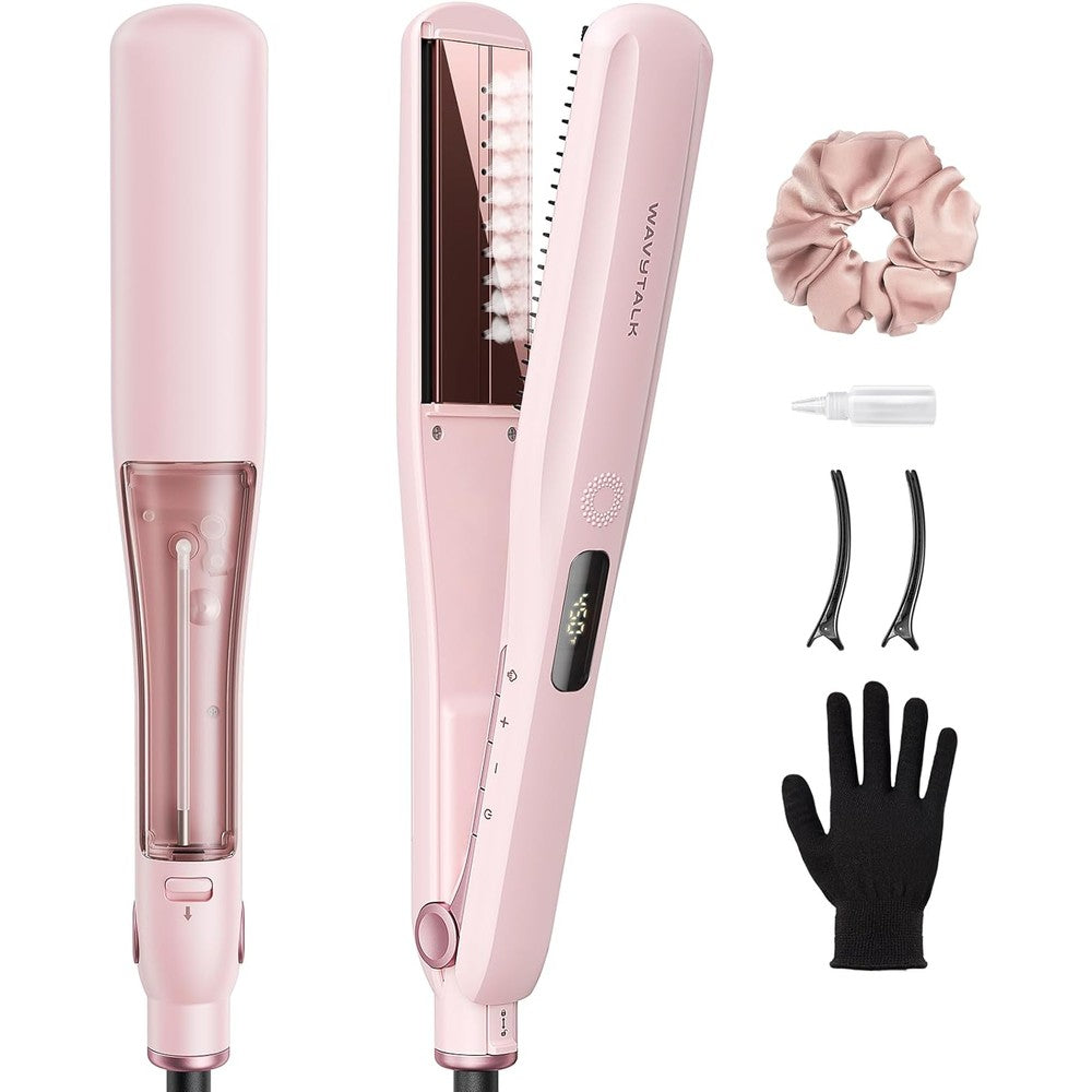 Wavytalk Steam Sesh Nano Titanium Hair Straightener in Sakura Pink front view