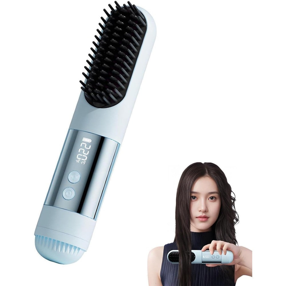 Growalleter Go Brush Pro short hair straightener blue front view