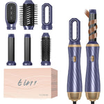 OKWRAP 6 in 1 hair dryer brush set front view showing the main power handle and premium air styler attachments.