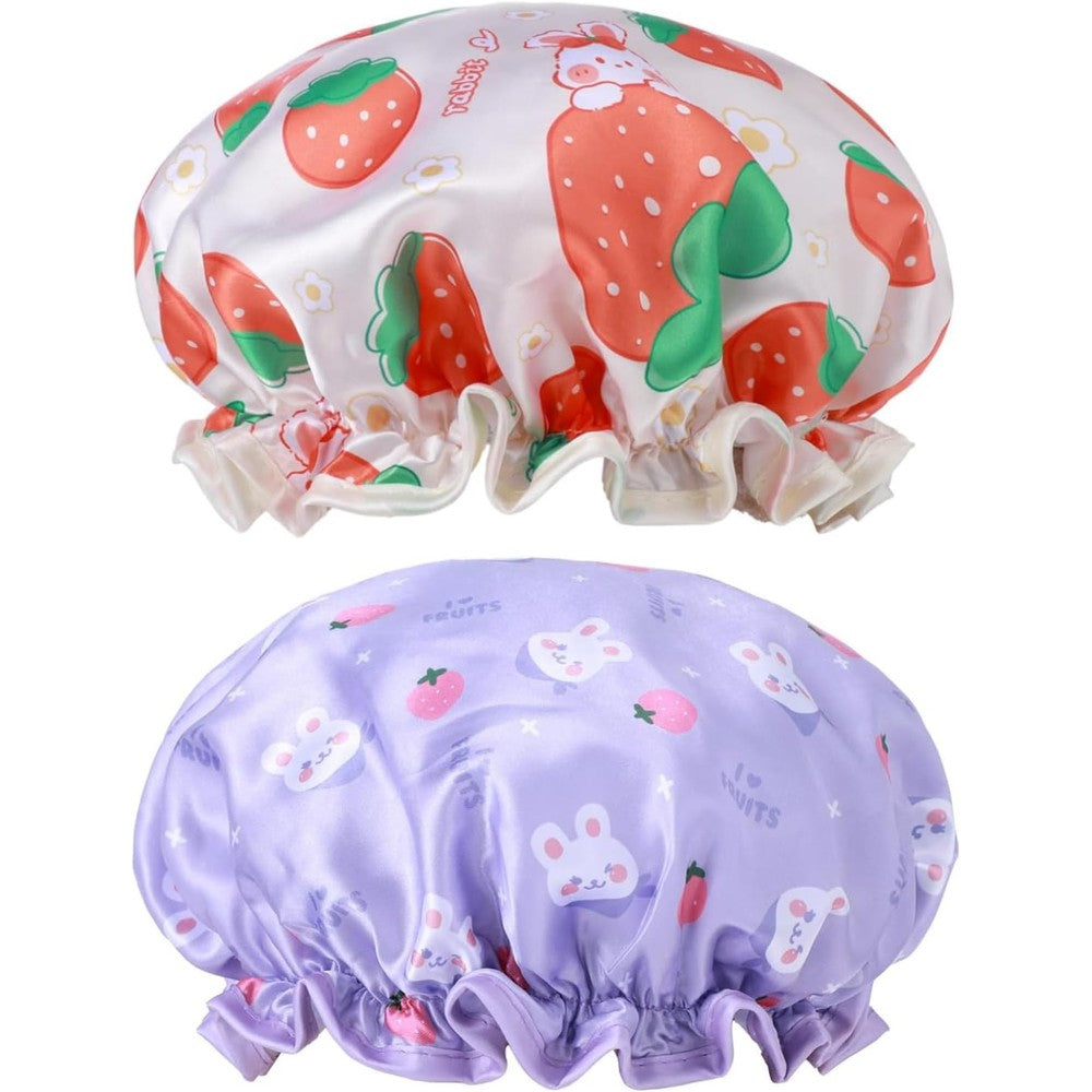 Bohuiz kids waterproof rabbit shower cap front view